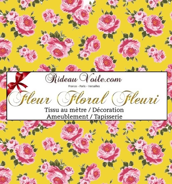 Décoration intérieure florale tissu au mètre rideau fleurs Roses Liberty shabby chic jaune