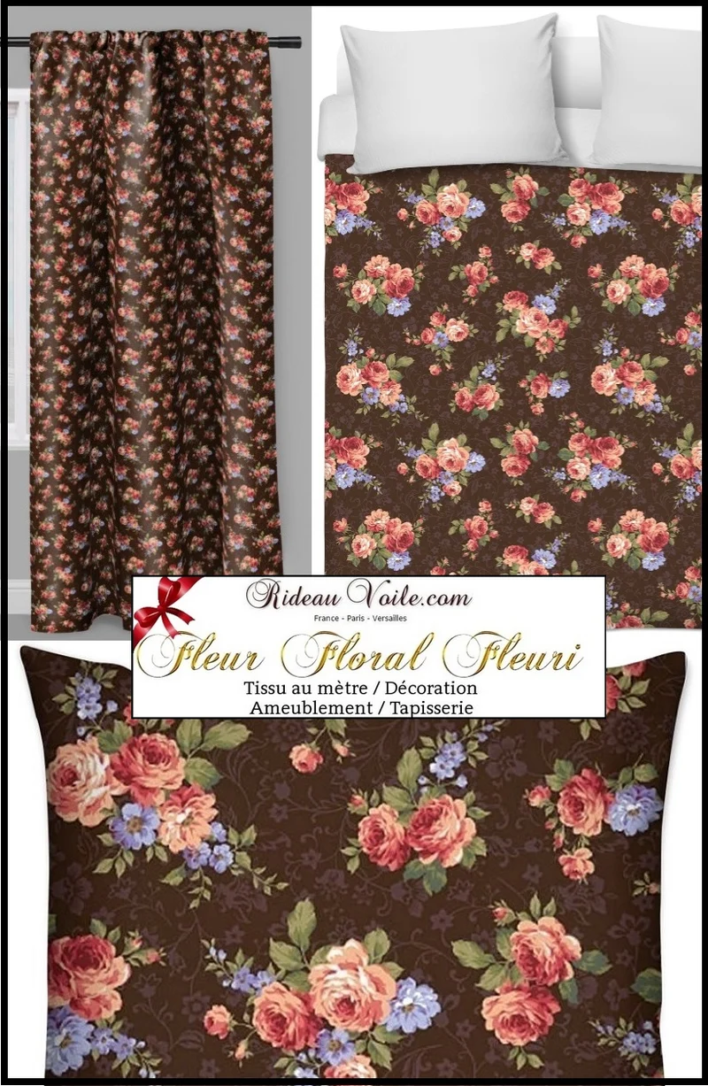 Boutique rideau couette imprimé motif fleur Roses Skumhuset Mønstret stof gardin
