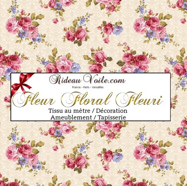 Tissu ameublement tapisserie motif fleurs Roses Flower curtain fabric meter upholstery