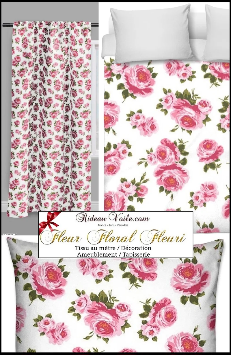Rideau couette fleur de Roses coussin accessoires tissu ameublement au mètre