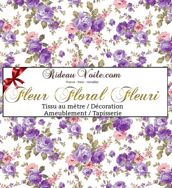 Tissus déco tapisserie mètre motif fleur Roses rideau couette Ignifugé occultant voilage