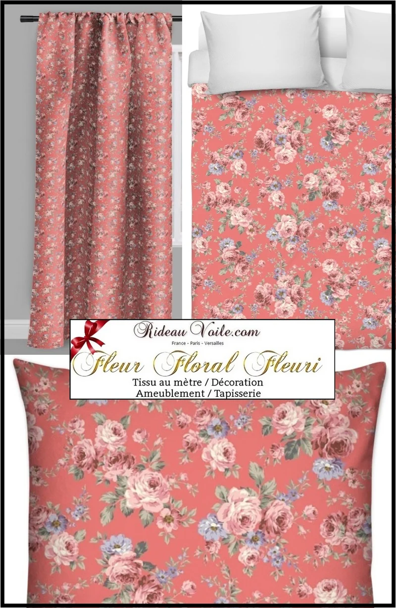 Boutique style anglais Fleurs Roses tissu mètre rideau couette shabby flowers meter