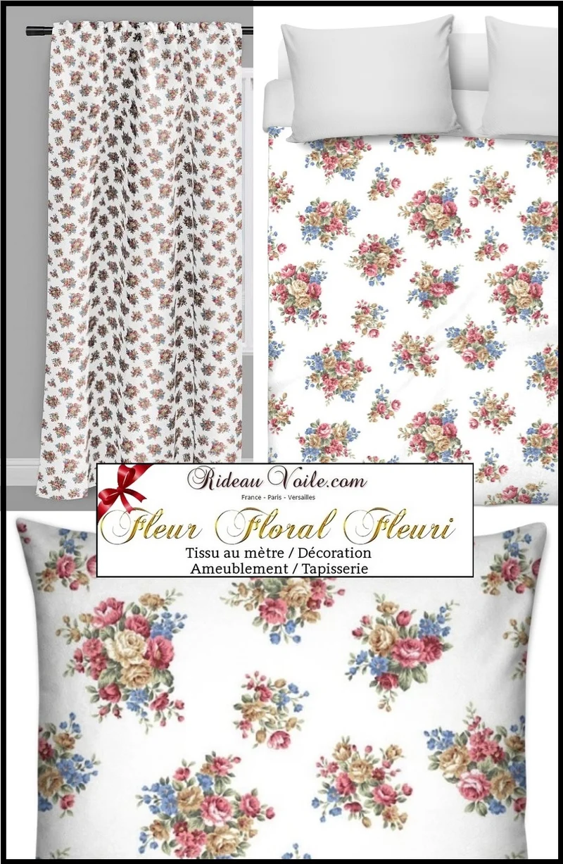 Rideaux fleuris couette tissu ameublement motif fleurs Shabby flowers meter curtain