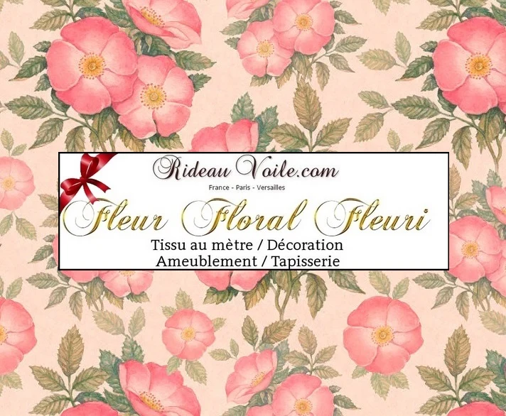 Rideau tissu floral composition imprimé fleurs botaniques couette au mètre boutique Paris
