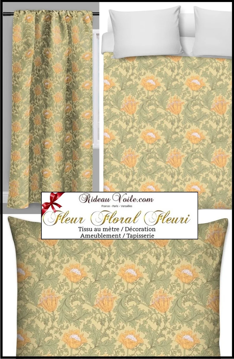Tissu ameublement fabrics upholstery flowers meter Rideau motif fleurs mètre