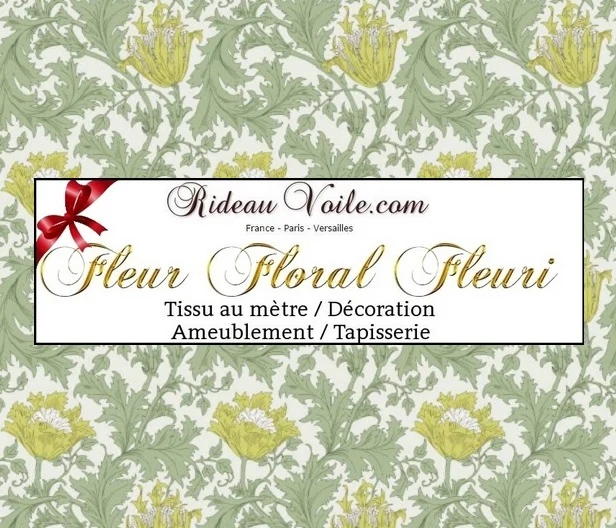 Tissu imprimé ameublement mètre vert Fleurs feuilles Flower furnishing modern fabrics