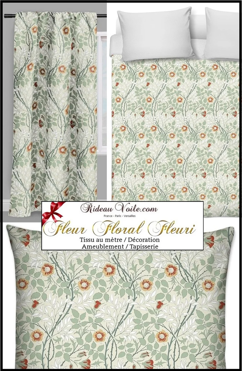 Tissu Fleurs ignifugé Flower furnishing fabric upholstery meter curtain Blumenmöbelstoff