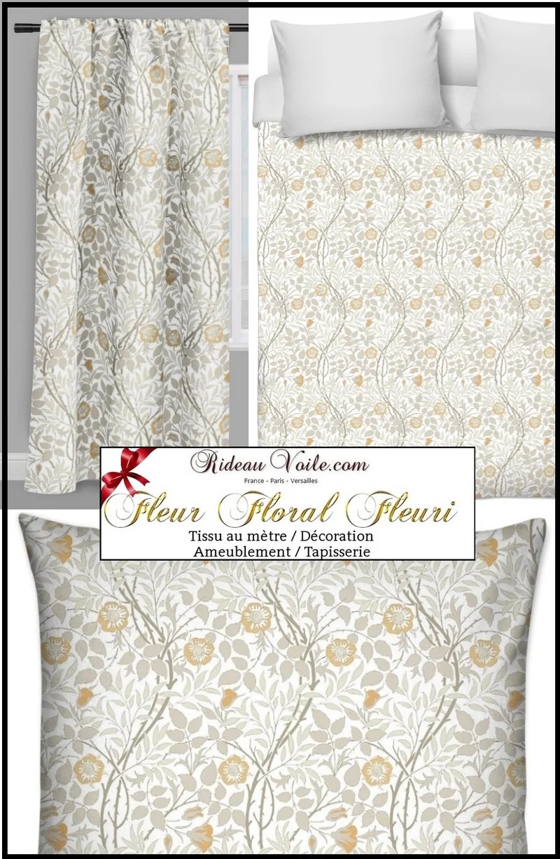 Boutique rideau imprimé fleurs tissu ameublement mètre tapisserie fauteuil floral