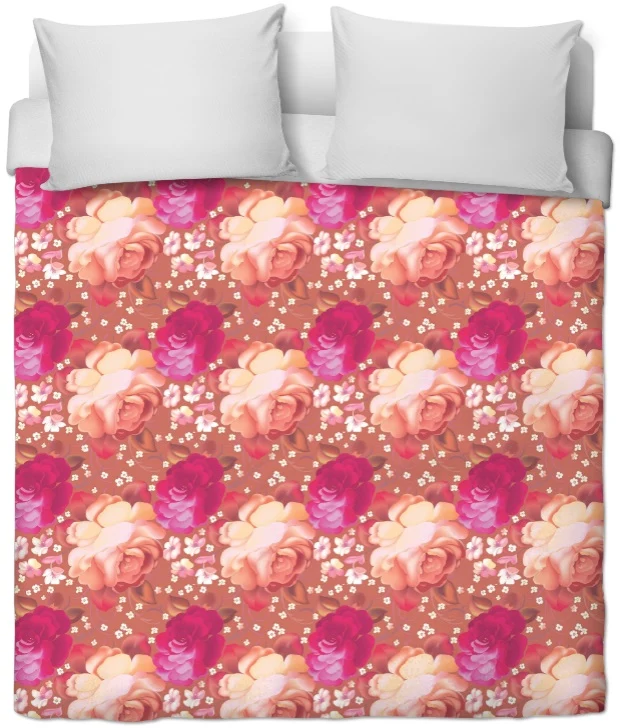 Motif fleur rose fushia rideau coussin couette mètre fleuri
