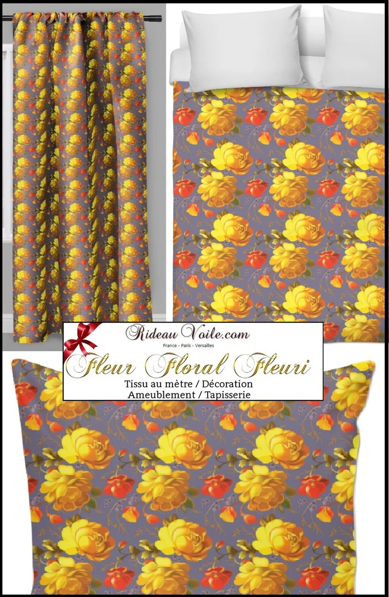 Boutique tissu imprimé fleurs mètre rideau Flower furnishing fabric upholstery meter