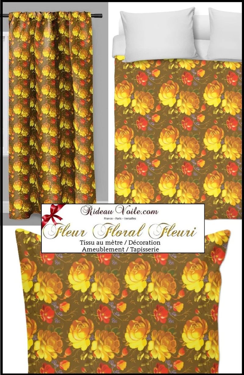 Boutique tissu imprimé fleurs mètre rideau Flower furnishing fabric upholstery meter