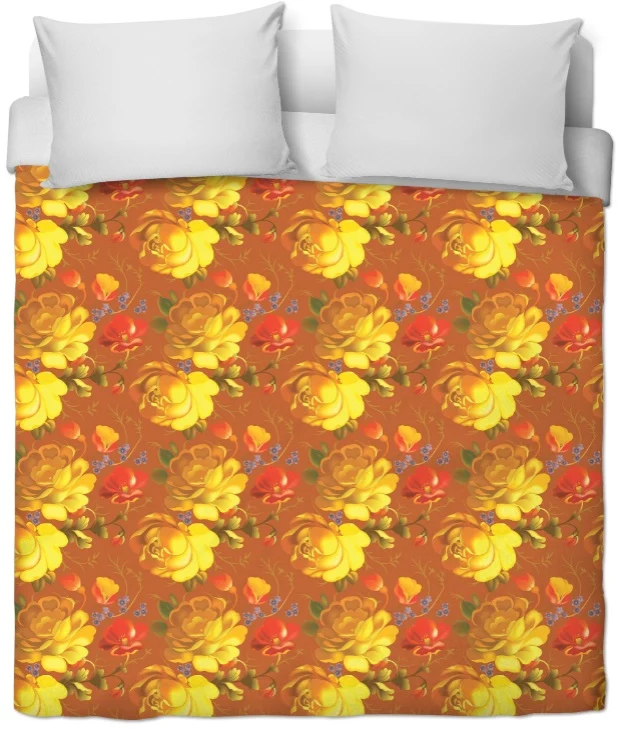 Décoration fleurie imprimé fleurs Russe jaune rideau voilage couette tissu au mètre