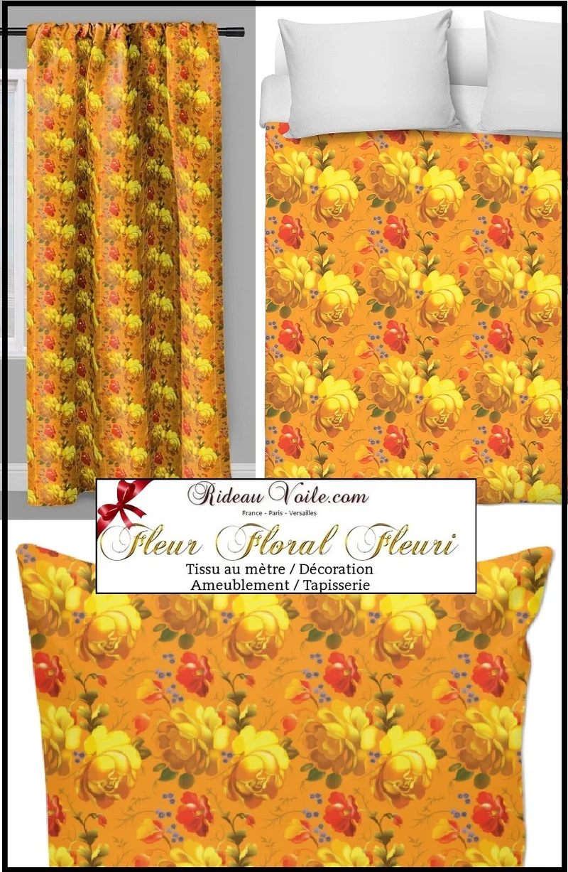 Tissu imprimé Motif fleurs ameublement mètre möbelstoff Vorhänge gardinen floral