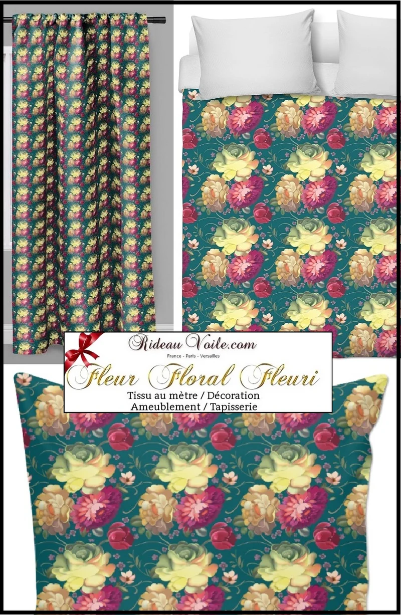 Tissu imprimé Motif floral fleur rouge au mètre möbelstoff Vorhänge gardinen floral