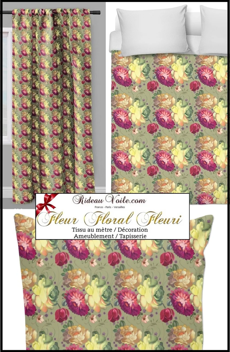 Tissu ameublement imprimé Motif fleurs mètre möbelstoff Vorhänge gardinen floral