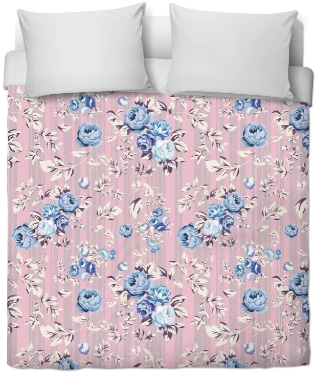 Rideau housse couette tissu imprimé ameublement mètre fleuri style Roses Anglaise
