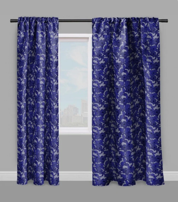 Motif fleur de lys bleu rideau tissu imprimé au mètre florales cortina tenda flores
