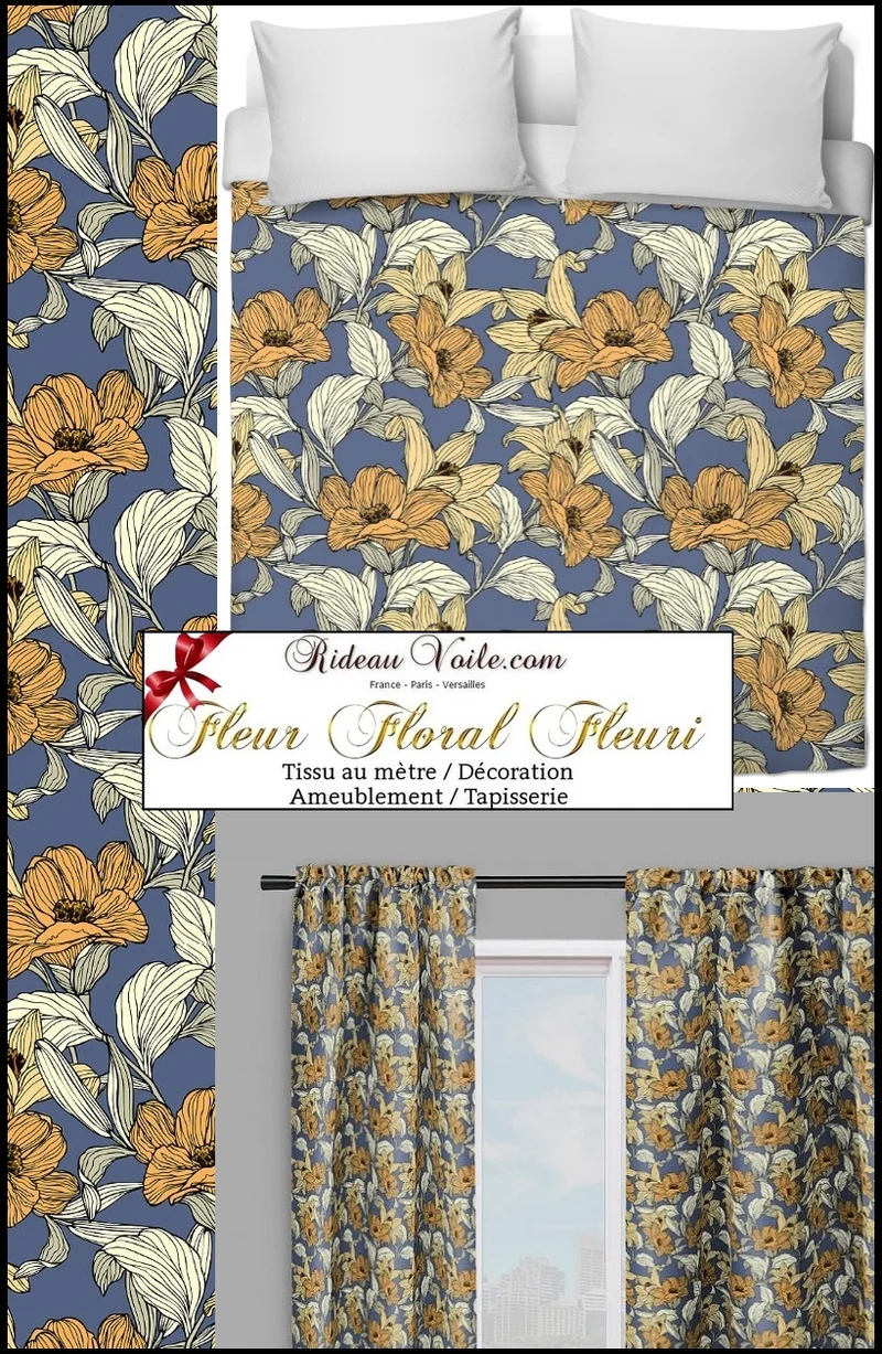 Tissu imprimé Motif fleur ameublement mètre möbelstoff Vorhänge gardinen floral