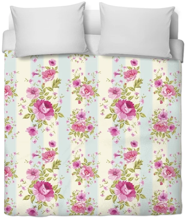 Tissu ameublement fleurs rideau couette mètre rayures bleu flowers fabrics upholstery
