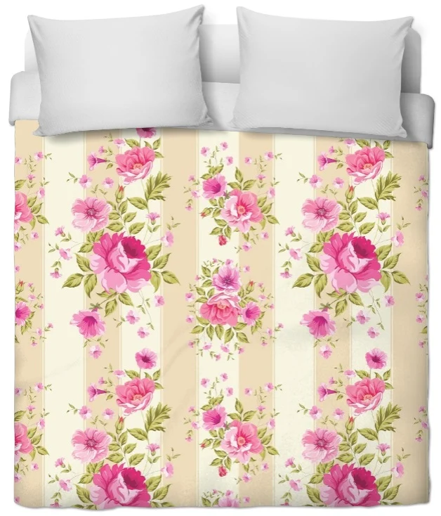 Tissu rayé motif floral ameublement Fleurs mètre rideau voilage couette ignifugé