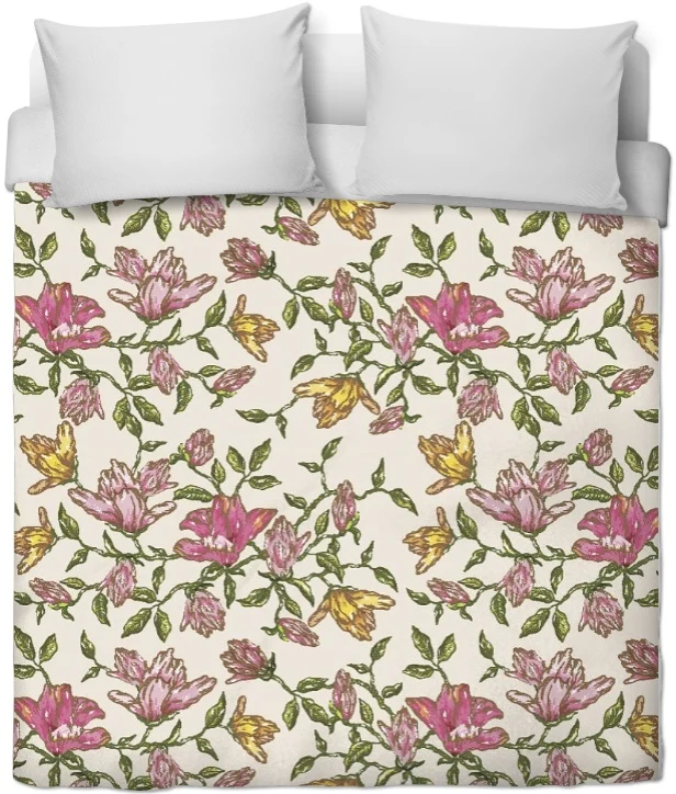 Tissu ameublement imprimé fleurs branches mètre rideau french fabrics flowers meter
