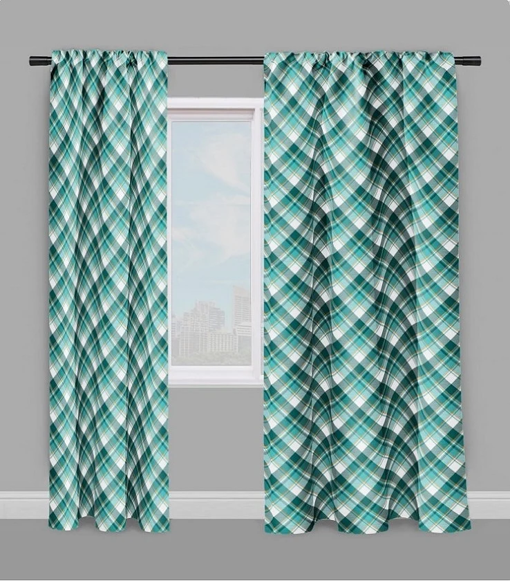Tissu ameublement carreaux Madras vert au mètre rayés rayures rideau voilage couette