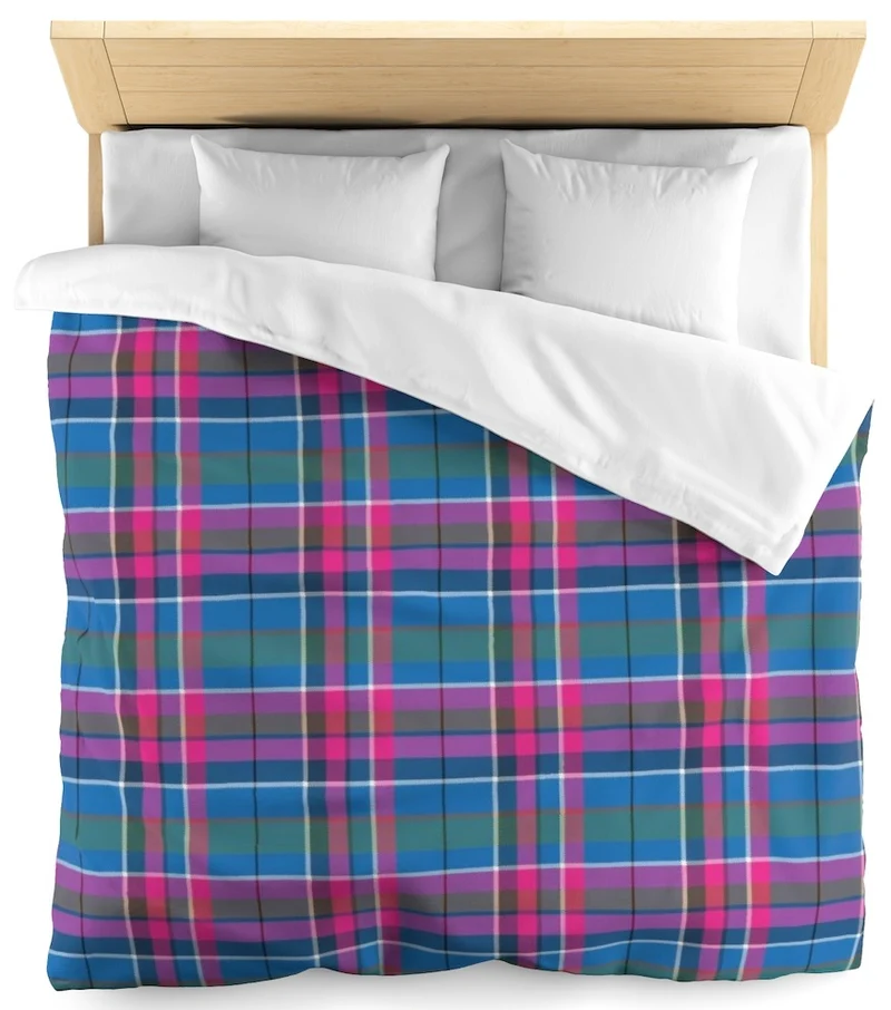 Tissu ameublement carreaux Madras bleu violet rose fushia au mètre rayé rideau