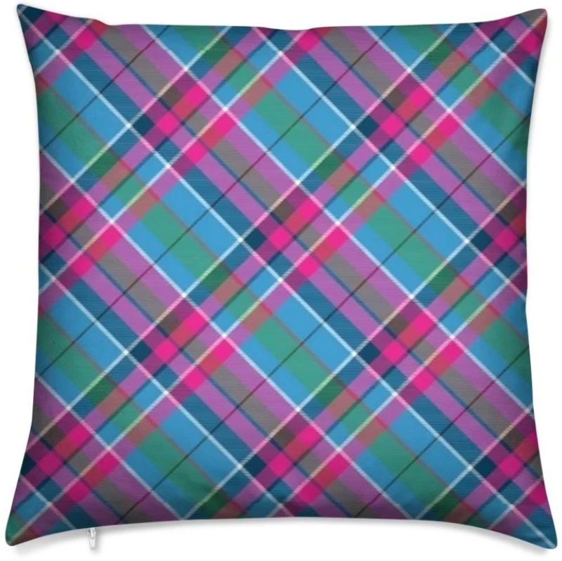 Tissu ameublement carreaux Madras mètre ameublement bleu violet rose fushia