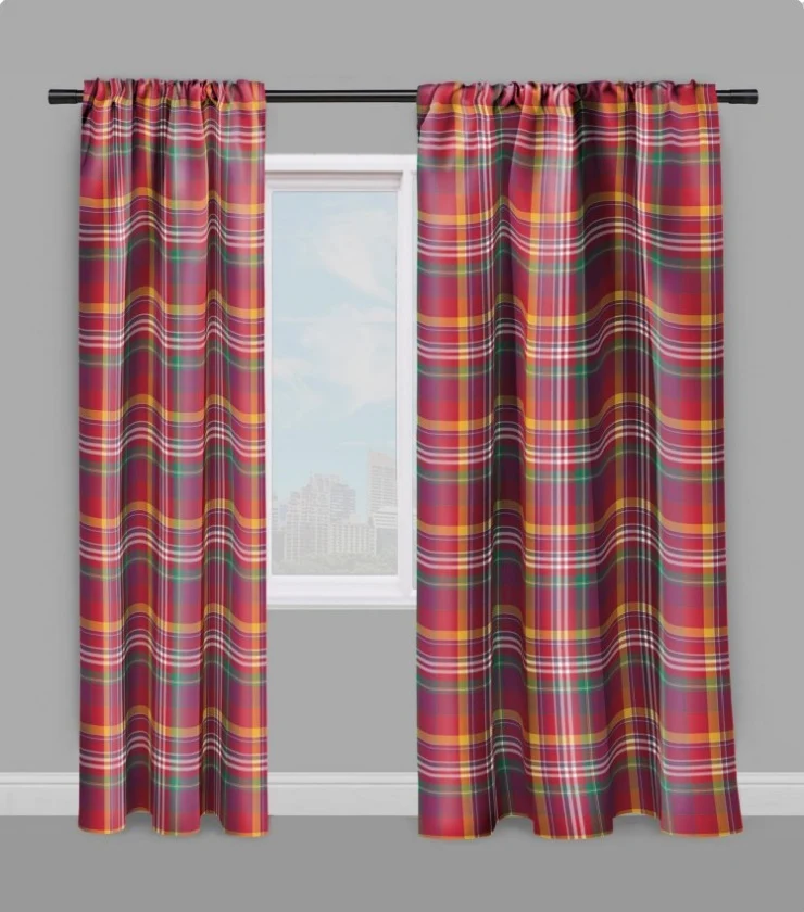 Tissu carreaux Madras mètre rouge ameublement au mètre rideau voilage tapisserie siège