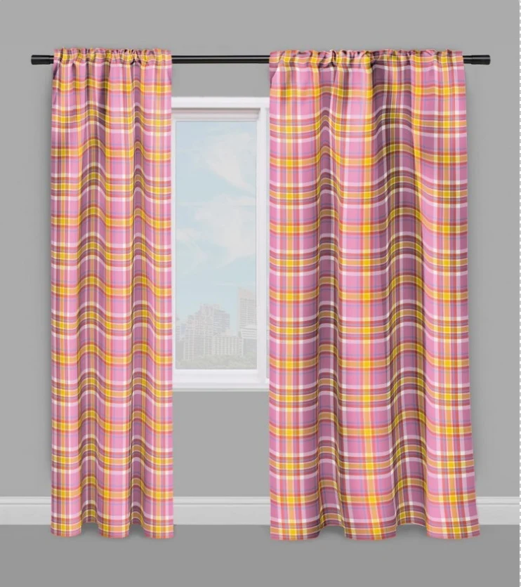 Tissu carreaux Madras Antillais mètre rayé rose rideau couette coussin tapisserie