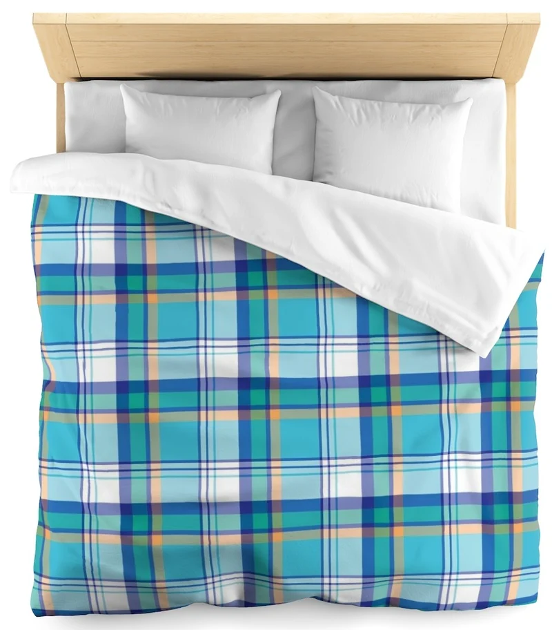 Tissu carreaux Madras Antillais mètre rayé bleu rideau couette coussin tapisserie