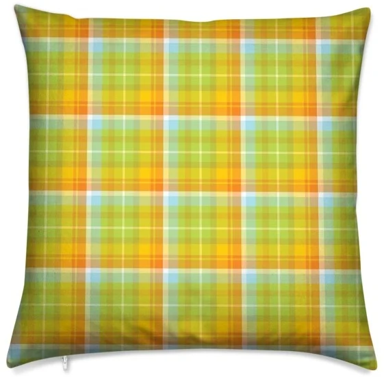 Tissu ameublement carreaux Madras Antillais mètre jaune vert rideau couette coussin