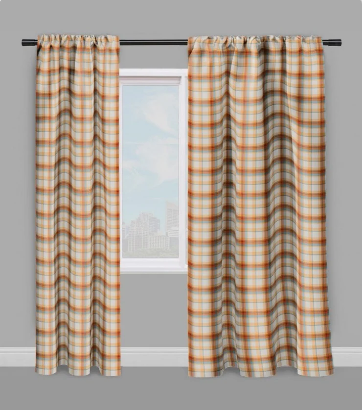 Tissu carreaux Madras Antillais Réunion mètre motif lignes rayures beige ignifugé