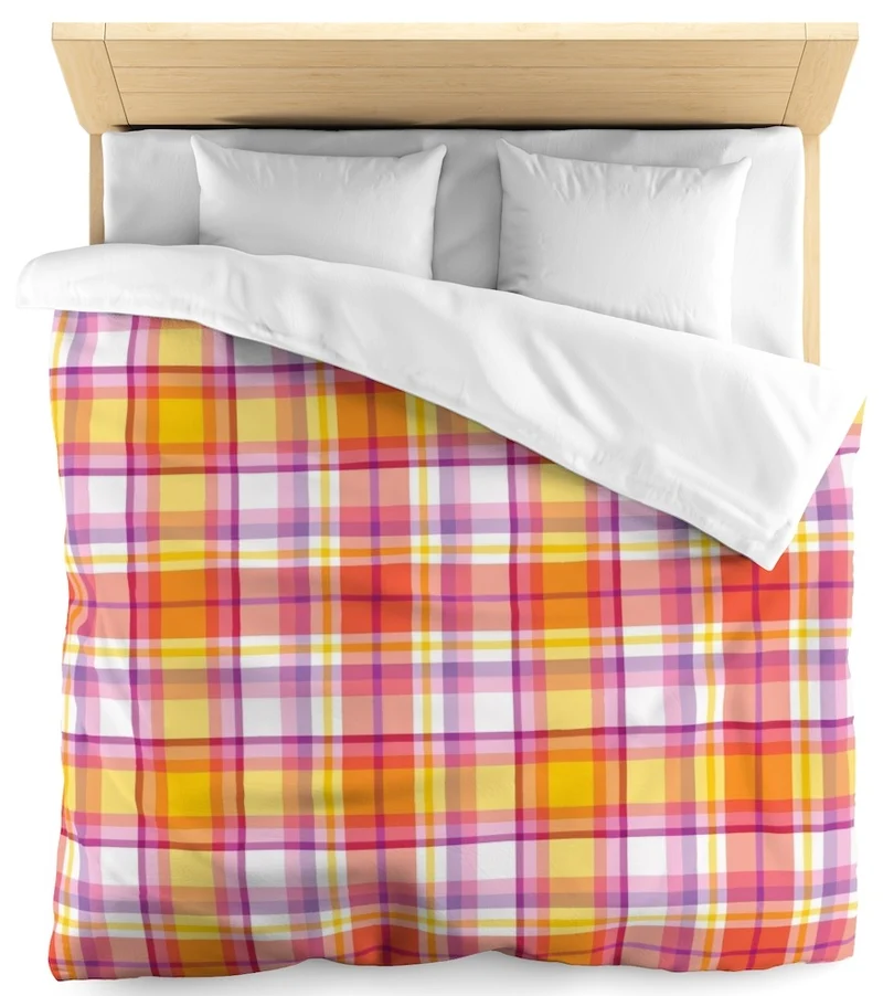 Tissu motif imprimé rideau voilage tapisserie carreaux Madras ameublement au mètre