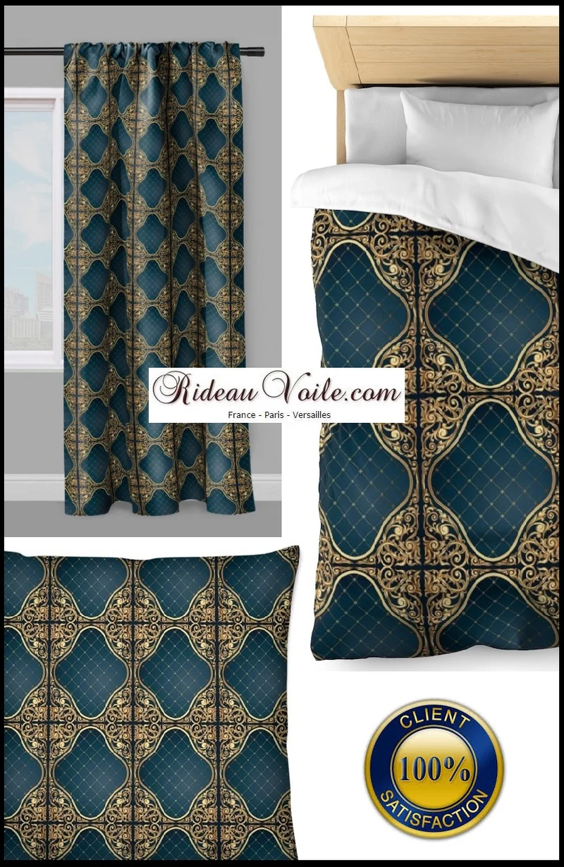 Tissu ameublement Damas Lampas Italien mètre Rococo Baroque Or Damasco rideau
