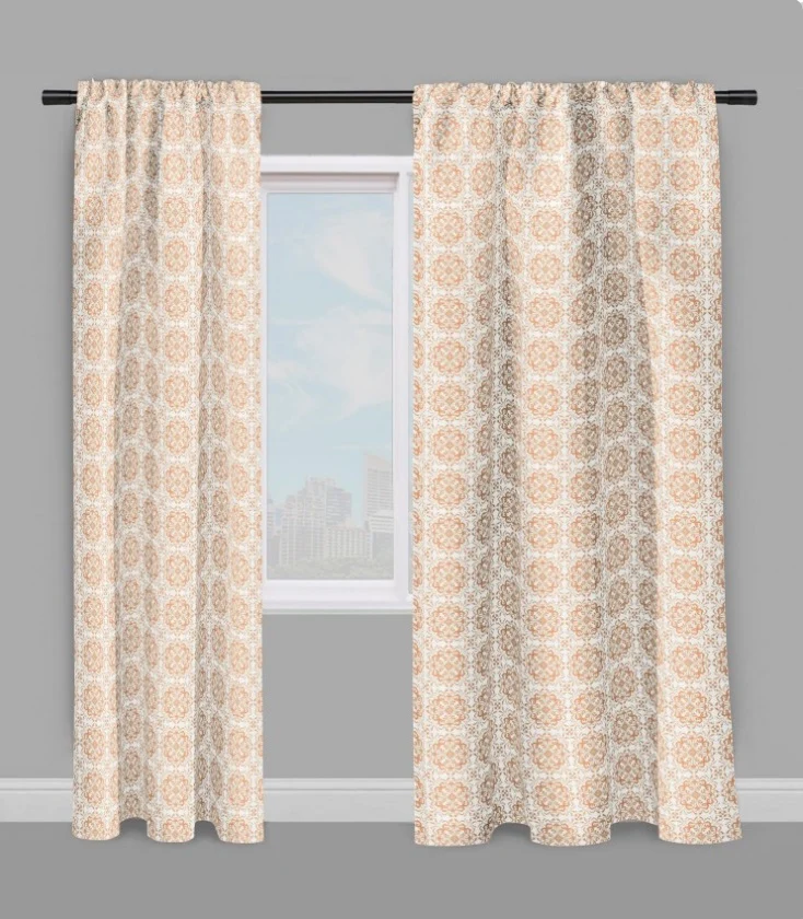 Tissu ameublement mètre motif fleurs style Rococo Baroque ornement orange