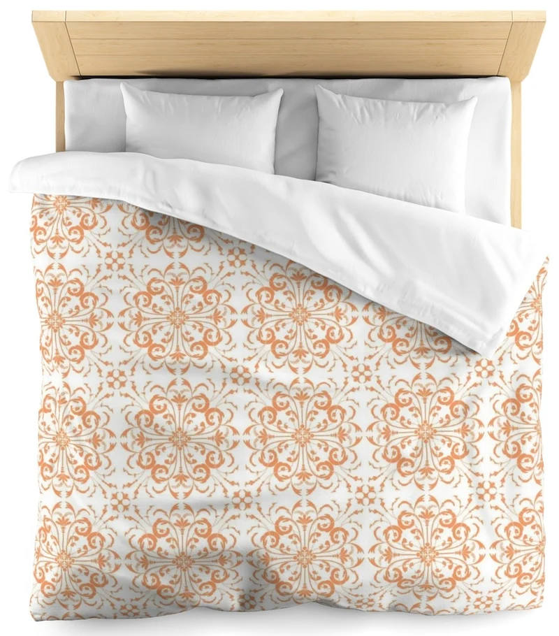Tissu ameublement mètre motif fleurs style Rococo Baroque ornement orange