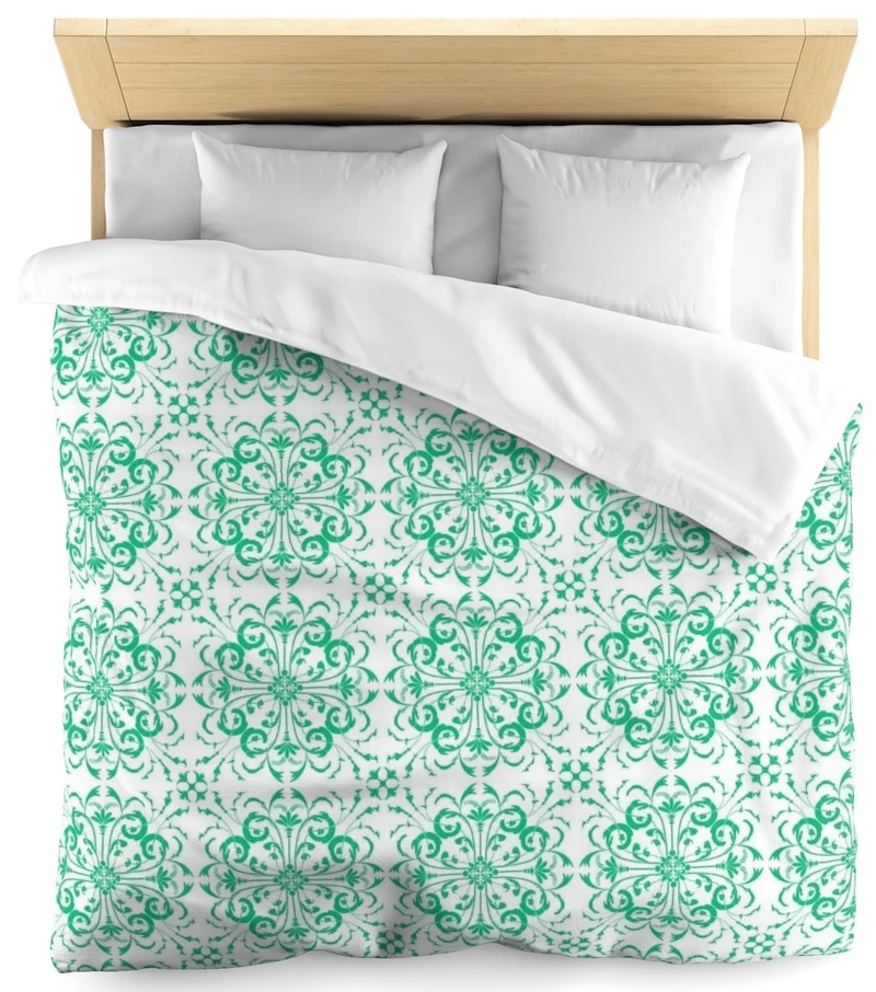 Tissu ameublement mètre FLORAL Rococo Baroque ornement vert ignifugé rideau