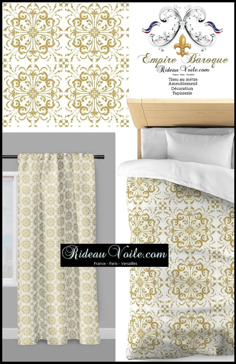 Tissu ameublement mètre motif fleurs motif Empire Baroque ornement floral rideau