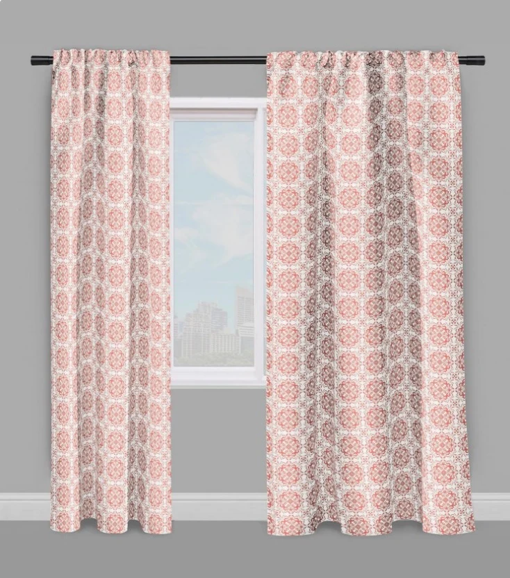 Tissu ameublement mètre imprimé fleuri Baroque ornement floral orange french fabrics