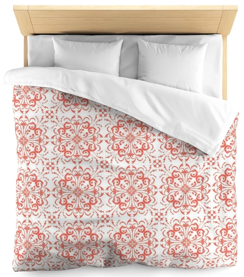Tissu ameublement mètre imprimé fleuri Baroque ornement floral orange french fabrics
