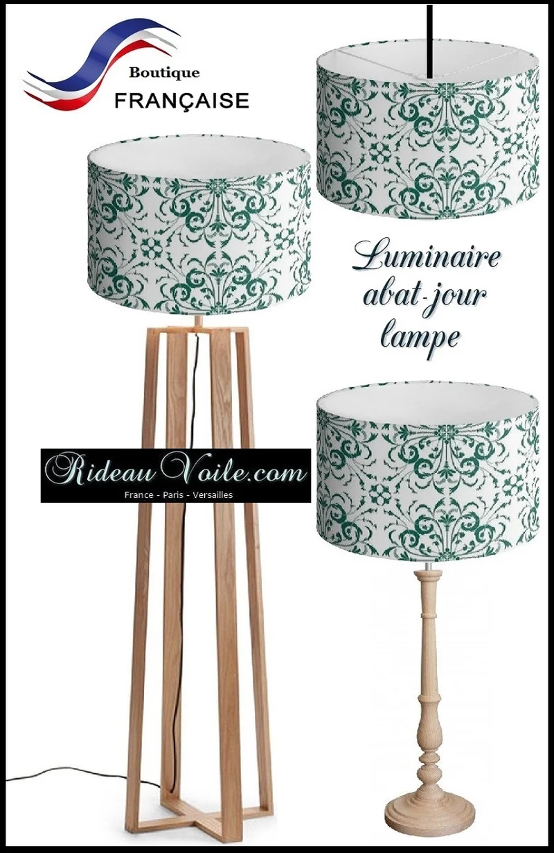 Tissu ameublement au mètre motif fleurs Empire Baroque ornement vert french fabrics