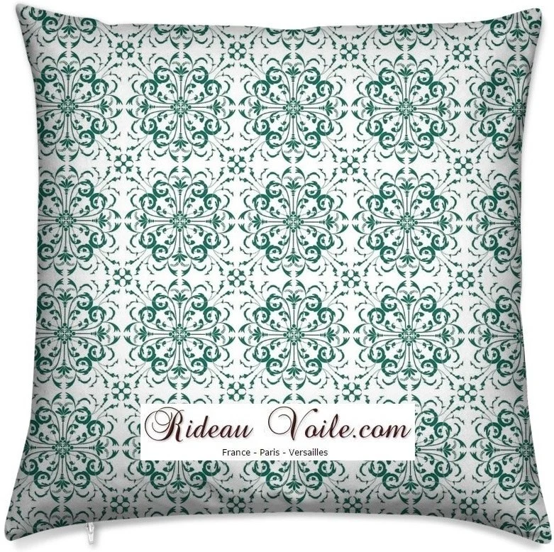 Tissu ameublement au mètre motif fleurs Empire Baroque ornement vert french fabrics
