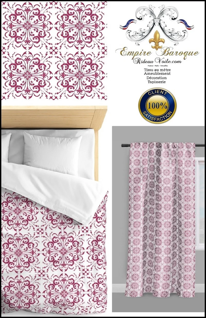 Tissu ameublement au mètre motif imprimé fleurs Empire Baroque floral rideau voilage