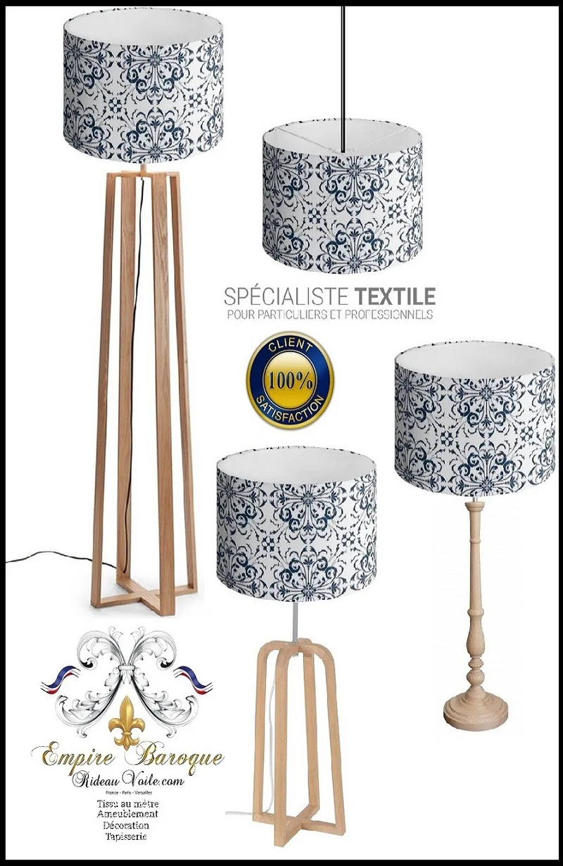 Tissu ameublement au mètre bleu motif classique Empire Baroque Rococo