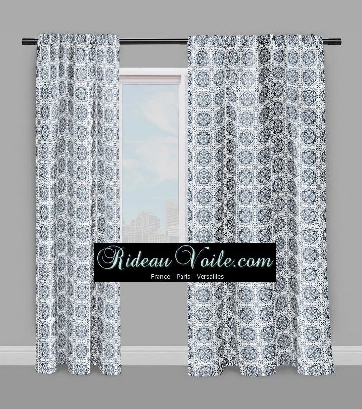 Tissu ameublement au mètre bleu motif classique Empire Baroque Rococo