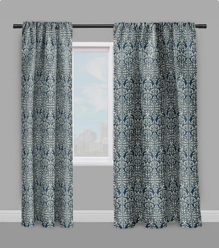 Boutique Tissu ameublement bleu motif imprimé Rococo Empire Baroque liturgique