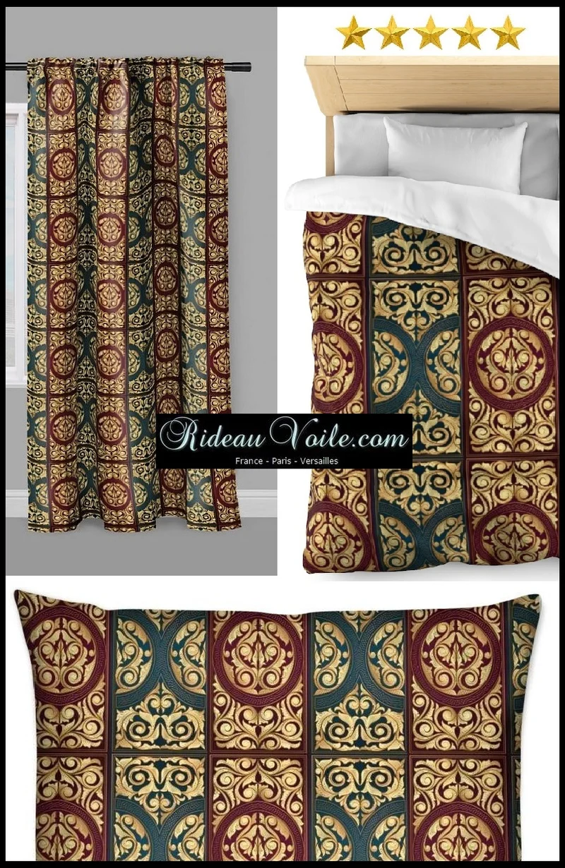 Tissu ameublement tapisserie imprimé Rococo Empire Baroque ignifugé occultant mètre