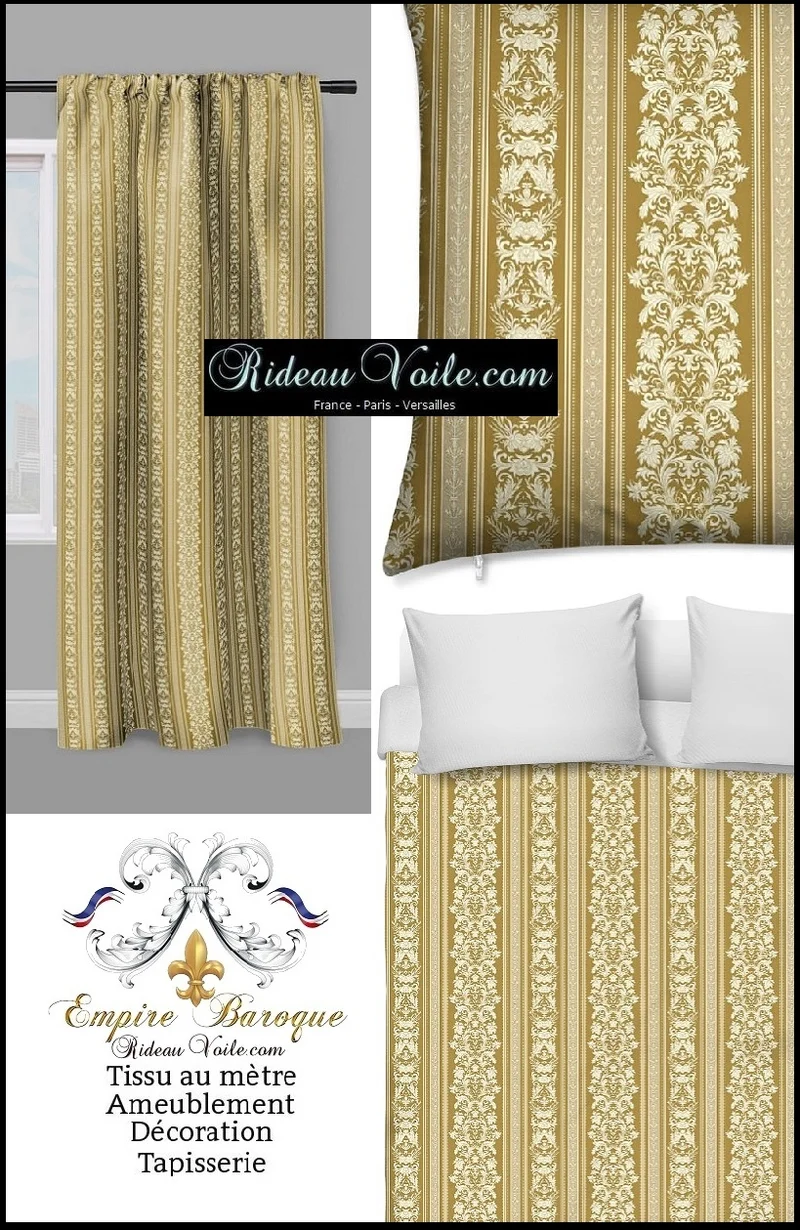 Tissu ameublement mètre motif rayés Empire Baroque Renaissance rideau voilage