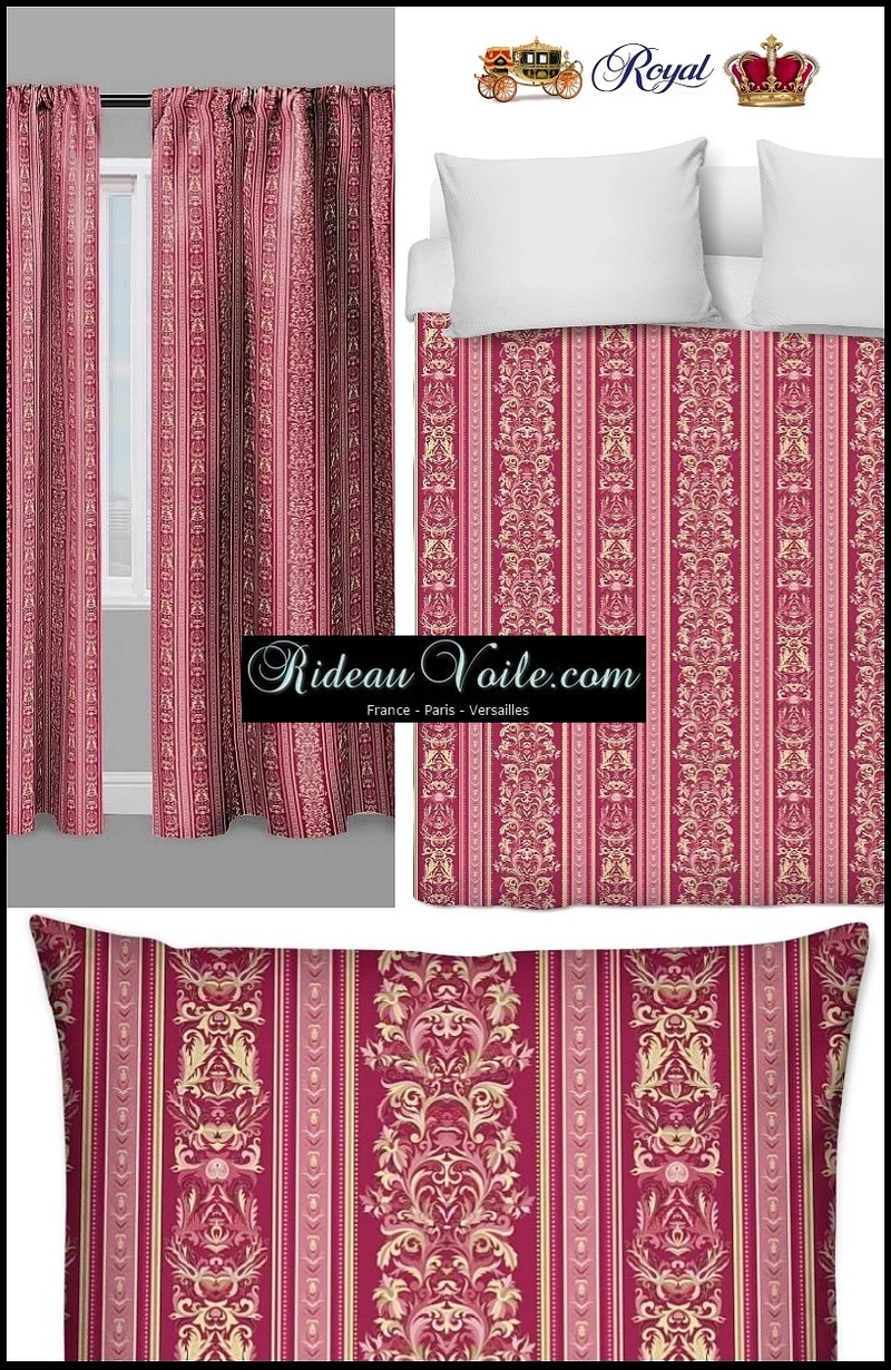 Tissu ameublement mètre motif rayés Empire Baroque Renaissance rideau voilage